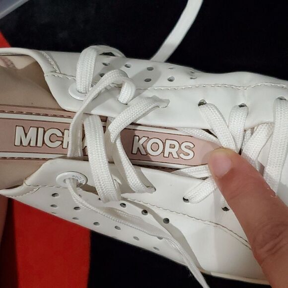 Michael Kors Platform Ace Sneaker in White & Blush Pink Rose Gold Size 7.5 - Picture 10 of 16